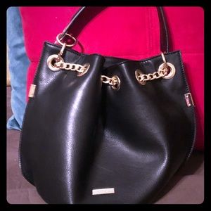 Black chain drawstring purse